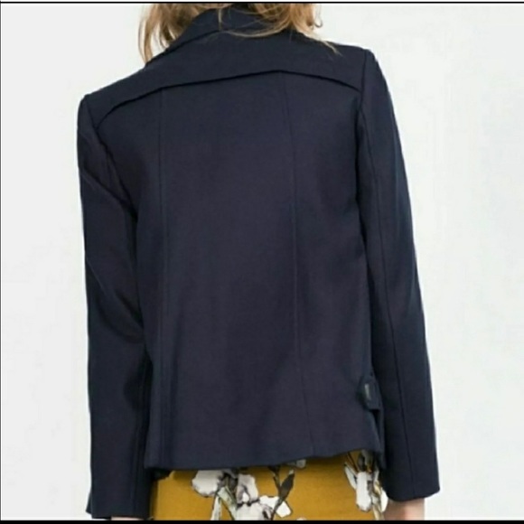 Zara Navy Double Breasted Coat - Picture 3 of 5